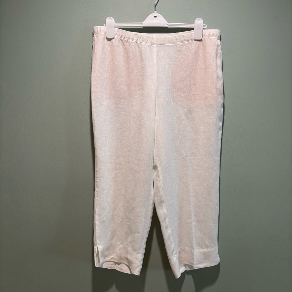 J. Jill Love Linen white‎ pull-on cropped pants sz MP